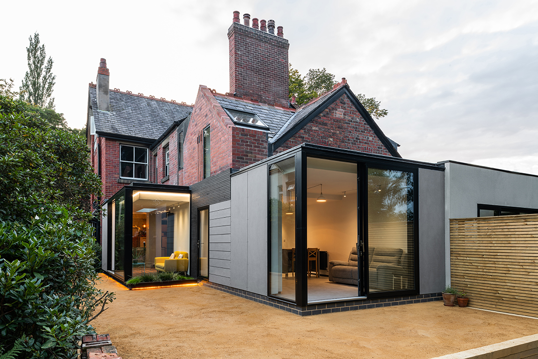 Corner glazing and contemporary cladding