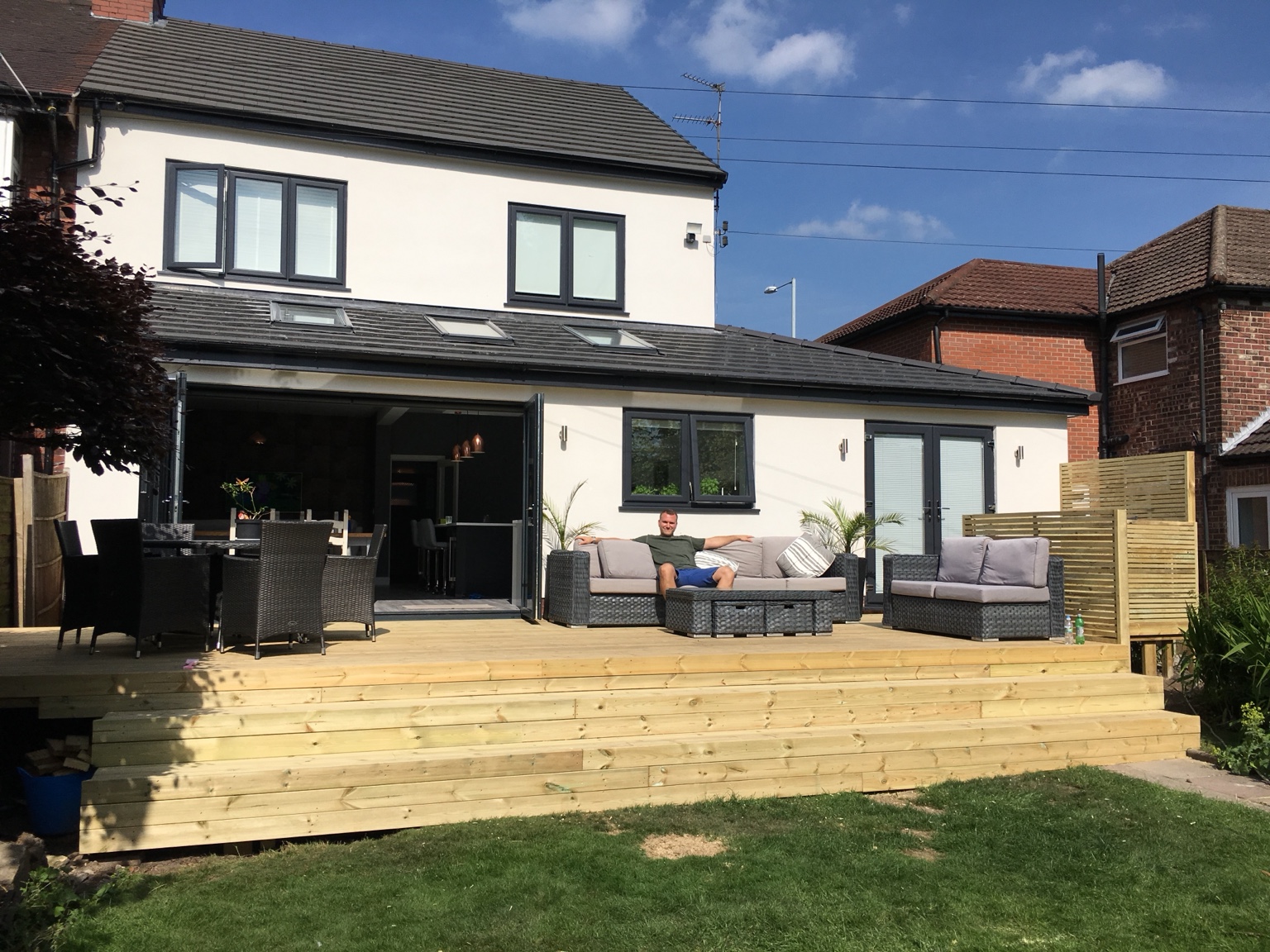 Timber decking and garden steps