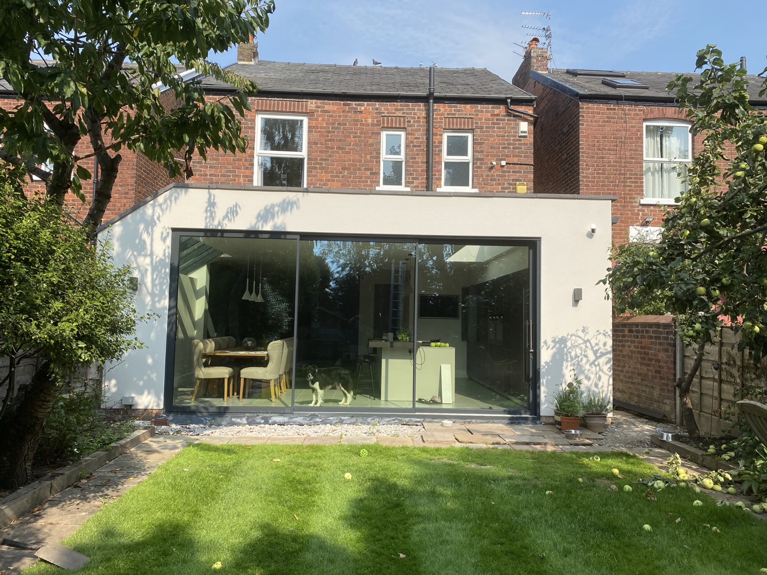 A garden-facing living space